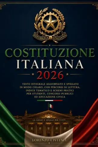 Copertina dell'ebook COSTITUZIONE ITALIANA 2026: Testo Vigente Aggiornato e Spiegato in Modo Chiaro, con Percorsi di Lettura, Indice Tematico e Schemi Pratici per Studenti, Concorsi Pubblici ed Educazione Civica