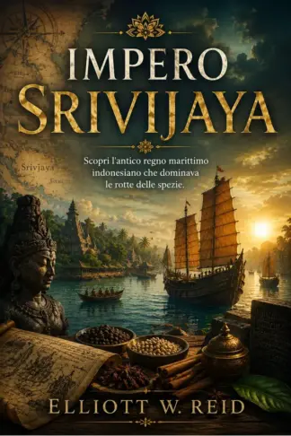 Copertina dell'ebook IMPERO SRIVIJAYA: Scopri l'antico regno marittimo indonesiano che dominava le rotte delle spezie.