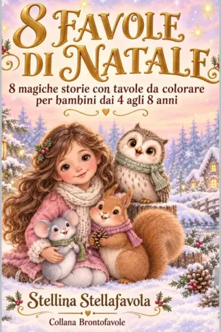 Copertina dell'ebook 8 FAVOLE DI NATALE: 8 Magiche storie con tavole da colorare per bambini dai 4 agli 8 anni (BRONTOFAVOLE)