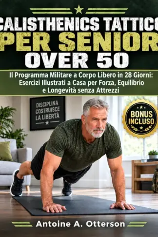 Copertina dell'ebook Calisthenics Tattico per Senior Over 50: Il Programma Militare a Corpo Libero in 28 Giorni: Esercizi Illustrati a Casa per Forza, Equilibrio e Longevità senza Attrezzi