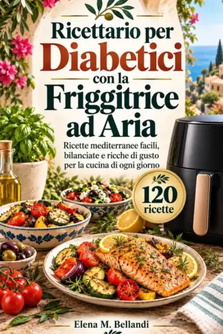 Copertina dell'ebook Ricettario per Diabetici con la Friggitrice ad Aria: Ricette mediterranee facili, bilanciate e ricche di gusto per la cucina di ogni giorno