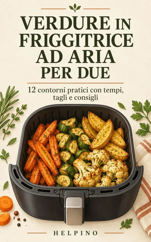Copertina dell'ebook Verdure in friggitrice ad aria per due: 12 contorni pratici con tempi, tagli e consigli (In piccolo)