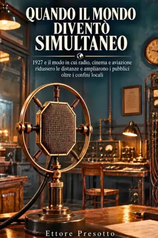 Copertina dell'ebook Quando il mondo diventò simultaneo: 1927 e il modo in cui radio, cinema e aviazione ridussero le distanze e ampliarono i pubblici oltre i confini locali